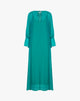 Abito Lungo in Chiffon con Maniche a Campana e Scollo con Laccetti – Verde Smeraldo
