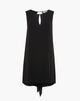 Mini Abito Fluido Smanicato Nero con Scollo a Goccia e Schiena Drappeggiata
