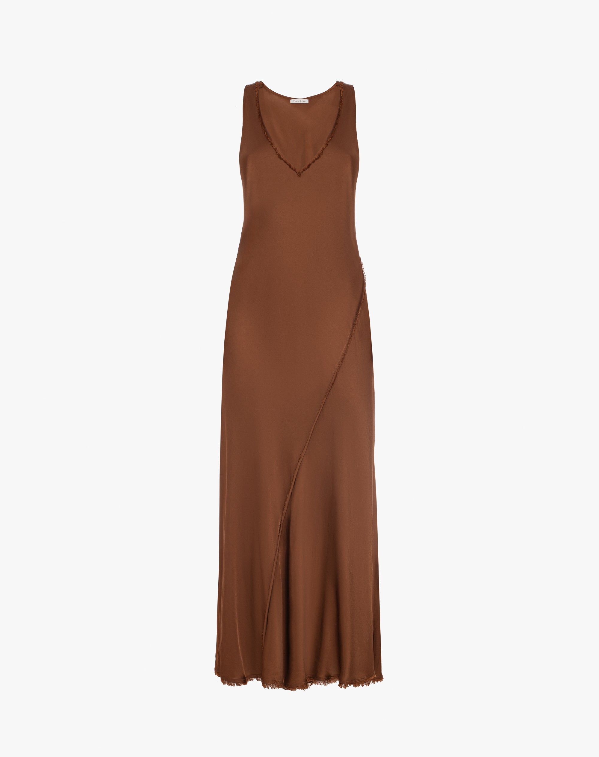 brown bias cut dress Brown Bias Cut Linen Dress | WHISTLES
