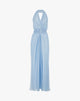 Abito Maxi Americano a Portafoglio con Nodo Sartoriale – Azzurro Cielo