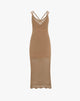 Abito Midi in Maglia Traforata Pointelle con Spalline Incrociate – Cammello