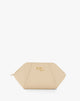 Pochette Geometrica Soft con Logo in Metallo – Beige Sabbia