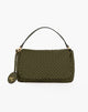 Borsa a Spalla Intrecciata con Charms Logo – Verde Militare