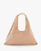 Borsa Hobo Geometrica in Suede con Listini Borchiati – Beige Sabbia
