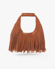 Borsa Mini Sac Hobo con Frange e Logo Dorato – Color Cuoio