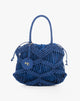 Borsa Handbag Intrecciata in Corda con Sacca a Coulisse e Charm Logo – Blu Intenso