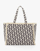 Borsa Shopping Large in Canvas Monogram MG con Dettagli Sfrangiati
