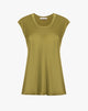 Blusa Smanicata in Satin Fluido con Scollo Rotondo