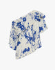 Blusa Asimmetrica Couture con Cappa e Stampa Botanica