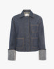 Giacca Boxy in Denim Scuro con Maxi Risvolti