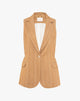 Gilet Lungo Sartoriale Gessato Cammello