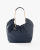 Blue Ruched Hobo Bag with Chain Handle