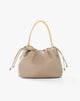Taupe Soft Drawstring Bag with Chain