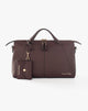 Faux Leather Top Handle Bag with Bordeaux Charm
