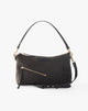 Borsa a Spalla con Zip Diagonale e Borchie Nero