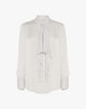 Blusa Grigio Chiaro con Collo Fiocco
