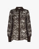 Brown Lace Shirt with Solid Color Details