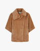 Camel Wool Cape with Wide Collar