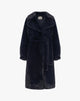 Midnight Blue Faux Fur Coat with Belt