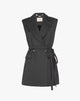 Anthracite Grey Long Blazer Style Gilet with Belt