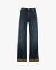 Dark Blue Wide Leg Jeans with Cuffs