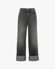 Wide Leg Grey Jeans with Cuff