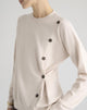 Maglione Girocollo con Bottoni Laterali Beige