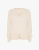 Maglione Scollo a V con Spacchetto Beige