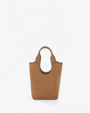 Borsa Mini Tote Bag Daily in Tessuto Scamosciato – Marrone Cammello