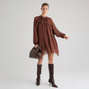 Abito Corto in Chiffon con Fiore Moro