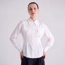 Camicia Strutturata con Taschini e Pinces Bianco