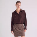 Camicia Oversize in Raso con Strass Moro