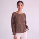 Blusa Elegante con Anelli Metallici Moro