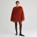 Cappotto Effetto Pelliccia Testurizzata Arancione