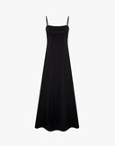 Abito Lungo a Sottoveste con Spalline Sottili – Nero Assoluto