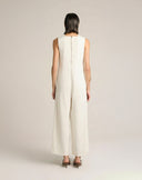 Tuta Intera Wide-Leg con Scollo Squadrato e Zip Posteriore – Bianco Ottico