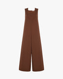 Tuta Intera Wide-Leg con Scollo Squadrato e Zip Posteriore – Marrone Tabacco