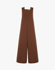Tuta Intera Wide-Leg con Scollo Squadrato e Zip Posteriore – Marrone Tabacco