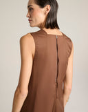 Tuta Intera Wide-Leg con Scollo Squadrato e Zip Posteriore – Marrone Tabacco