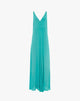Tuta Intera Wide-Leg in Tessuto Fluido con Doppio Scollo a V – Verde Smeraldo
