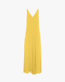 Tuta Intera Wide-Leg in Tessuto Fluido con Doppio Scollo a V – Giallo Sole