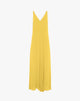 Tuta Intera Wide-Leg in Tessuto Fluido con Doppio Scollo a V – Giallo Sole