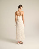 Abito Slip Dress Maxi in Pizzo 3D con Scollo a V e Spalline Incrociate