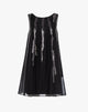 Abito Mini a Trapezio con Ricami Verticali di Paillettes – Nero