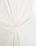 Abito Maxi Smanicato con Dettaglio Torchon e Drappeggio – Bianco