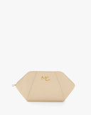 Pochette Geometrica Soft con Logo in Metallo – Beige Sabbia