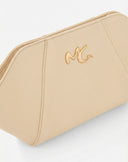 Pochette Geometrica Soft con Logo in Metallo – Beige Sabbia