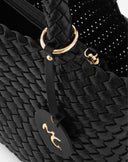 Borsa Shopping Intrecciata con Inner Pouch e Charm – Nero