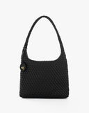 Borsa Hobo Intrecciata con Charm Logo – Nero
