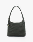 Borsa Hobo Intrecciata con Charm Logo – Verde Bosco